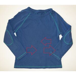 Mini Boden boys top 6 7 8 long sleeve blue green contrast elbow patch tee shirt